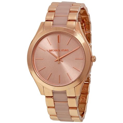 michael kors slim runway leather watch rose gold|Michael Kors black runway watch.